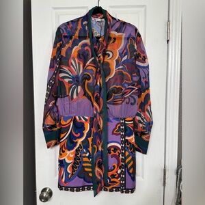 Zara Multicolor Abstract Paisley Mini Dress M